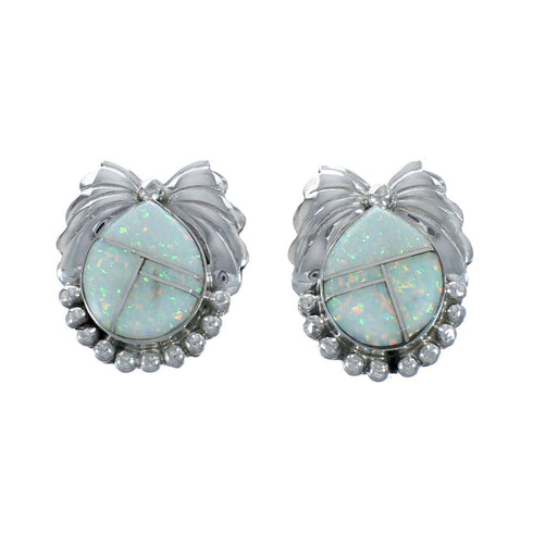 Native American Opal Sterling Silver Post Earrings AX126166